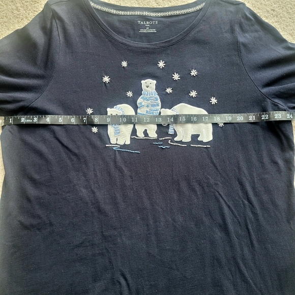 Talbots Long Sleeve Shirt Navy Polar Bears Embellished Size 2XL - Picture 6 of 8